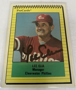 1991 Pro Cards LEE ELIA signed baseball card PHILADELPHIA PHILLIES autograph