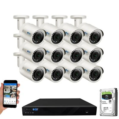 16 Channel 4K NVR 12 5MP 1920P PoE IP Camera Outdoor Microphone Security System - Image 1 of 4