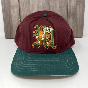 Vintage Miami Hurricanes Hat Cap Mens Old English Wool USA Snapback New Era 90s - Picture 1 of 17