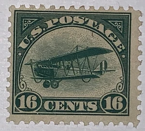 Travelstamps: 1918 US Stamps Scott# C2 Air Mail, 16c, Curtiss Jenny Mint, OG - Picture 1 of 5