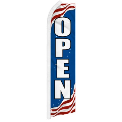 Open Advertising Swooper Feather Flutter Flag We're Open PATRIOTIC - Image 1 of 2