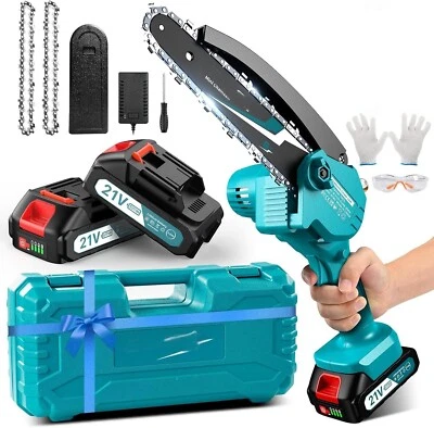 UNBRAND Seesii 6Zoll Mini Kettensäge mit 2*4.0 Akku Mini Kettensäge für Gartenscheren