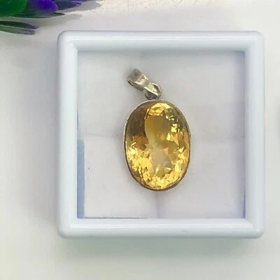 Ciondolo in argento 925 citrino naturale 1 pezzo con catena per la guarigione... - Immagine 1 di 4