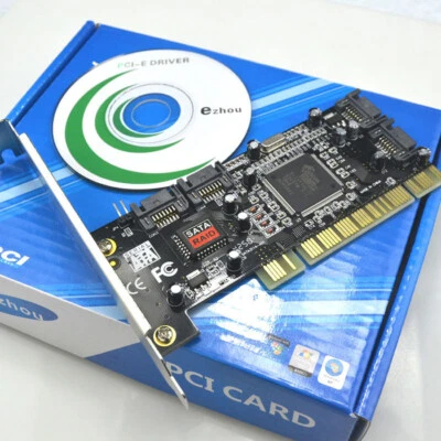 PCI to 4-Port SATA RAID Expansion Controller Adapter Converter Card W/Driver CD - image 1 of 4