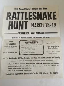 Volantino caccia serpente a sonagli Waurika Oklahoma OK. 17° Annuale. Vintage anni 70/80 - Foto 1 di 6