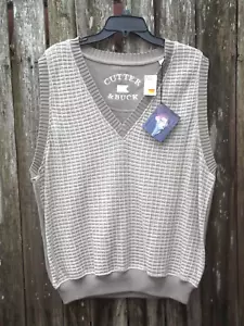 Vintage Cutter & Buck Grey V-Neck Vest Mens Size Medium 100% Cotton Made in USA - Picture 1 of 3