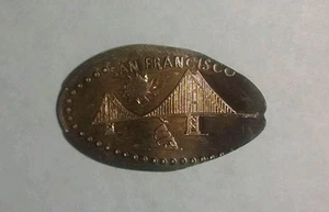 GOLDEN GATE BRIDGE ELONGATED 95% COPPER PENNY FROM SAN FRANCISCO, CAL CHINATOWN - Picture 1 of 3