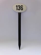 Vintage Sweden Enamel Porcelain Garden / Yard House Number 136 Sign on Stick #1