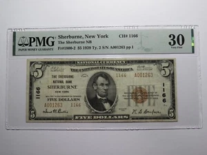 $5 1929 Sherburne New York NY National Currency Bank Note Bill Ch. #1166 VF30 - Picture 1 of 4