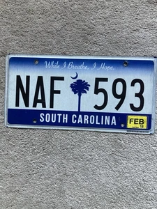 2018 South Carolina License Plate - NAF 593 - Nice! - Picture 1 of 2
