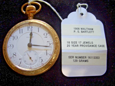 08 WALTHAM~P. S. BARTLETT~18 SIZE ~17 JEWELS 20 YEAR PROVIDANCE CASE NO BRASSING - Image 1 of 4