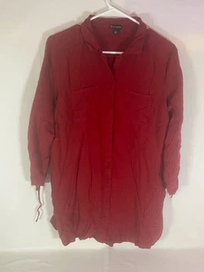 New Direction Women's L Collard button Up Blouse with 3/4in sleeve with Ties - Picture 1 of 6