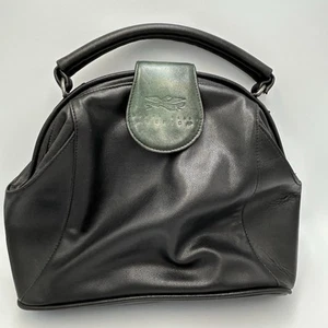 Bolso de mano vintage de cuero negro verde Perry Ellis America - Imagen 1 de 12