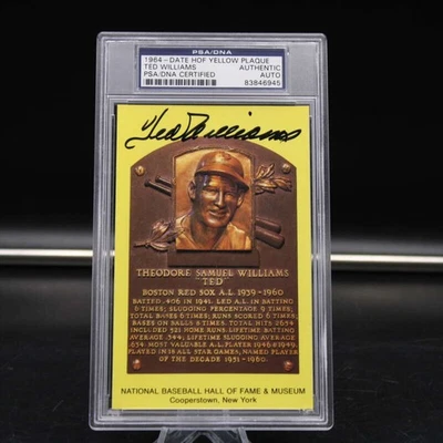Ted Williams Signed Hall Of Fame Plaque Postcard Autograph PSA/DNA ZJ19262 - Image 1 of 3