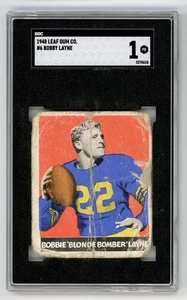 1948 Leaf #6 Bobby Layne Rookie RC Detroit Lions SGC 1 HOF - Picture 1 of 2