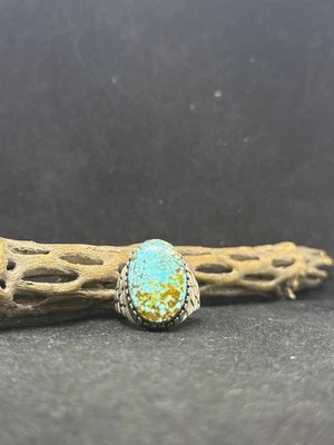 Navajo Sonoran gold Turquoise sterling silver mens Ring Size 13 stamped & signed - Image 1 of 4
