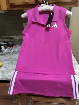 NWT Adidas Girls Tank Sleeveless Golf Tennis Dress Pink Sz L  Back To School - Image 1 of 4