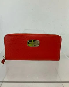 MICHAEL Michael Kors Dark Orange Pebbled Leather Zip Clutch Wallet - Picture 1 of 7