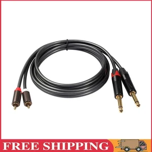 Podwójna wtyczka mono 6,35 1/4 na podwójną wtyczkę RCA adapter kabel audio do miksowania - Zdjęcie 1 z 10