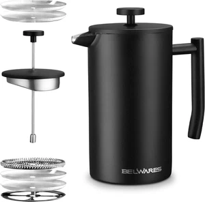 French Press Coffee Maker 34 Oz - Insulated Coffee Press Stainless Steel 304 - D - Picture 1 of 12