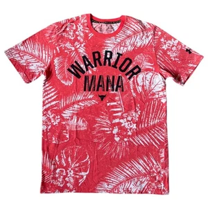 Under Armour Project Rock Warrior Mana Graphic T-Shirt Hawaiian Print Red Tee - Picture 1 of 8