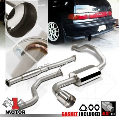 Stainless Steel Catback Exhaust 4.5"Muffler Tip for 88-91 Civic Hatchback 3Dr HB - Image 1 of 4