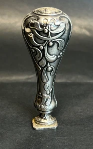 19c. Art Nouveau French Sterling Silver Wax Seal Stamp Mistletoe No Monogram - Picture 1 of 16