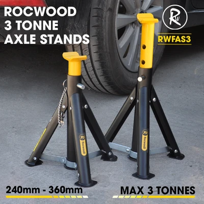 Axle Stand 3 Tonne Ton Foldable Folding Car Jack Heavy Duty Pair Of Stands - Image 1 of 4