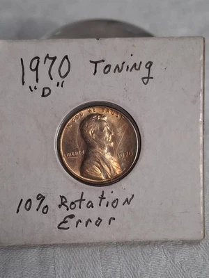 1970 D Lincoln Cent  ¹10% Die Rotation Error/toning - Image 1 of 4