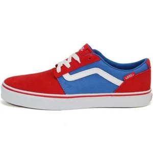 VANS KIDS CHAPMAN GAMUZA/LONA ROJA/AZUL PRECIO DE VENTA SUGERIDO POR EL FABRICANTE £42 REINO UNIDO J5 (EUR38) (JC679) - Imagen 1 de 1