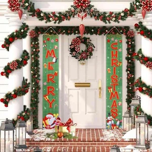 MERRY CHRISTMAS Decorations Banner Set Merry Xmas Banners Porch Sign for Home - Picture 1 of 7