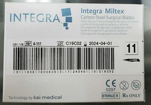 ~~~INTEGRA MILTEX 4-111 #11 ACERO AL CARBONO Hojas quirúrgicas 100/BX estériles~~~ - Imagen 1 de 5