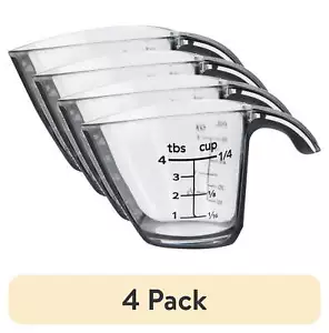 (4 pack) 1/4C Plastic Mini Measuring Cup, Black/Transparent - Picture 1 of 10
