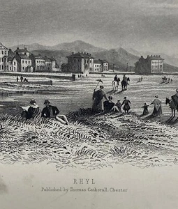 SMALL 1850’S STEEL ENGRAVING OF RHYL (NORTH WALES), W. BANKS & SON, ENGRAVERS - Picture 1 of 6