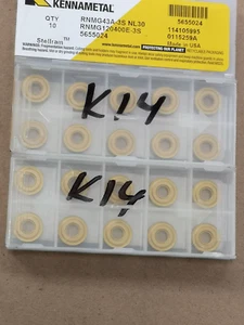 Kennametal Carbide Indexable Inserts RNMG431-3S NL30 RNMG120400E-35 QTY 27 K14 - Picture 1 of 3