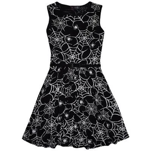 Kids Girls Spider Web Sleeveless Skater Dress Halloween Costume 5-13 Yr - Bild 1 von 3