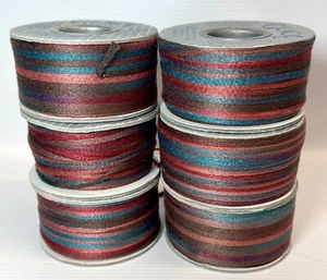 6 Spulen Vintage Berroco Glace' bunt 1/8" Band HERBSTFARBEN #2090 - Bild 1 von 4