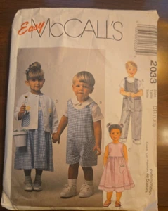 McCall's 2033 Toddler Boy Girl Romper, Dress, Jacket, Shirt sizes 1T - 2T - 3T - Picture 1 of 5