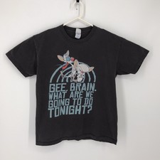 Vintage Pinky And The Brain Animaniacs Warner Bros Cartoon T Shirt Medium Gray