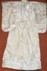 VTG Kimono shiromuku large crane embroidery White Cream silk bridal dress Japan - Picture 1 of 8