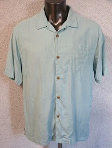 Chemise homme Tommy Bahama manches courtes boutonnée devant soie hawaïenne XL bleu floral - Photo 1/9
