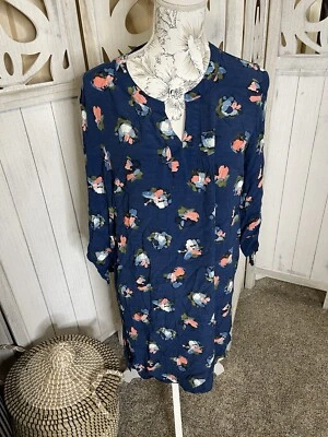 Hanna Anderson Love Hanna Dress Womens Size Medium Blue Floral Tunic - Image 1 of 4