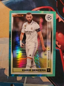 Topps Merlin Chrome Karim Benzema Aqua Prism Refractor - Real Madrid 22/23 - Picture 1 of 2