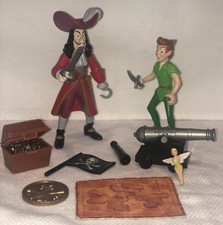 Vintage Mattel Disney World Peter Pan Captain Hook PVC Action Figure Playset Lot