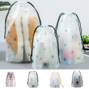 Plastic Drawstring Storage Bag Laundry Organizer Travel Makeup Cosmetic Pouch x1 - Picture 1 of 41