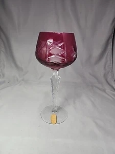 LAUSITZER Amethyst Crystal CUT TO CLEAR GLASS Wine Goblet Made In Germany - Picture 1 of 10