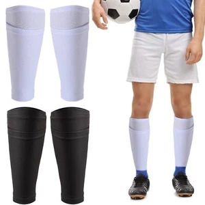 2 Pares Espinilleras de Fútbol Calcetines Transpirables Fútbol Espinilleras Mangas con Bolsillo - Imagen 1 de 8