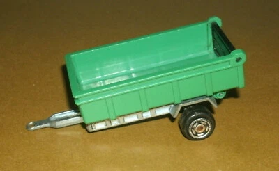 1/64 Size Tipping Farm Barge Wagon Trailer Accesssory - Majorette 316 Green - Image 1 of 4