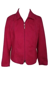Alia Womans Sz 10 Fusia Pink Faux Suede Lt Weight Unlined Jacket S63 - Picture 1 of 12