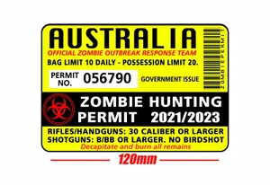 PEGATINA DE VENTANA CON PERMISO DE CAZA ZOMBIE 2021 BNIP DIVERTIDA CALCOMANÍA 4X4 CAZA - Imagen 1 de 2